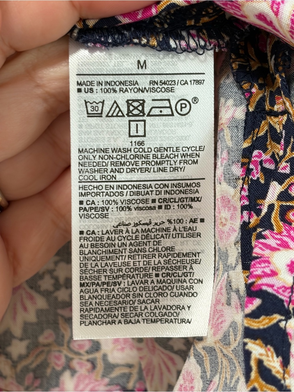 Old Navy NWT size Medium Floral Ruffle Trim Tank Top Cami Navy Pink Rayon - Picture 7 of 11